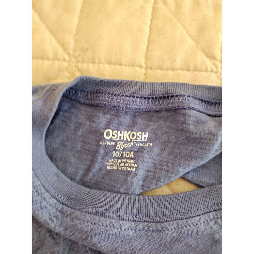 OshKosh B'gosh Girls Blue Pocket Crew Neck Short Sleeve Cotton T-Shirt 10-12